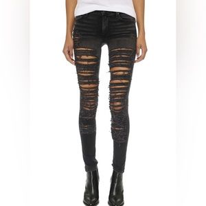 NEW Jeans skinny dark grey shredded ripped size 25